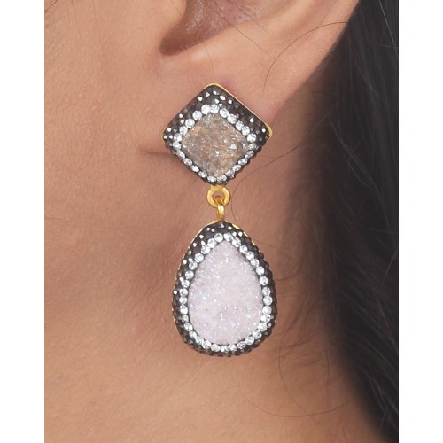 Diamond druzy earrings
