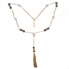 Flirty tassel rectangle agate necklace