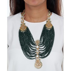 Royal green crystals kundan necklace