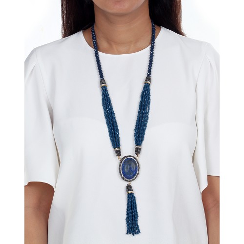 Lapis Crystals and agate necklace