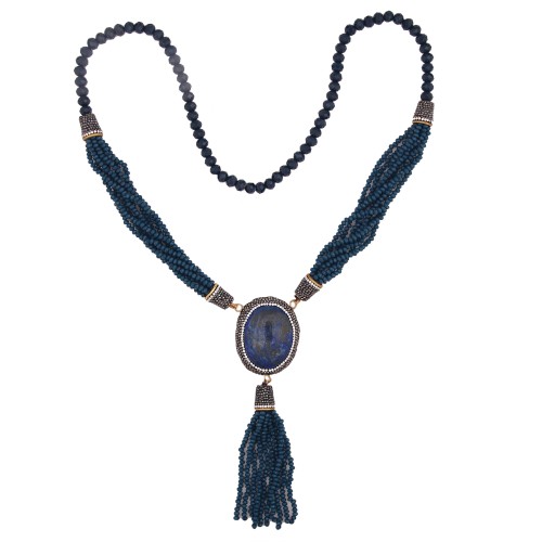 Lapis Crystals and agate necklace