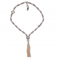 Multi shell pearl tassel necklace