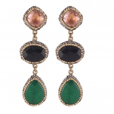 Green emerald tier earrings
