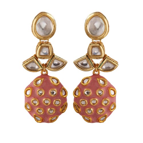 Oval meenakari drop earrings